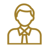 Gold line icon of man in tie
