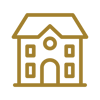 Gold line icon of house