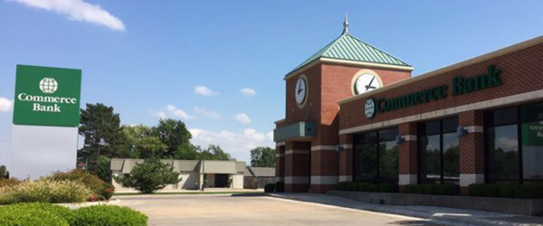 The front of Commerce Trust Bank building in Hutchinson