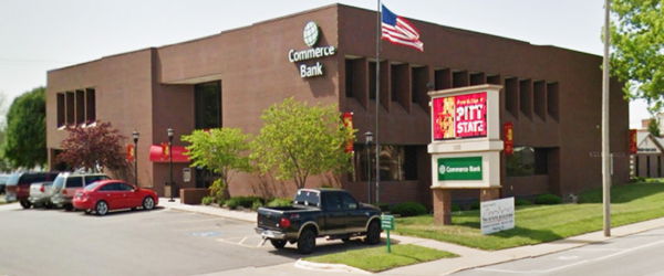 The front of Commerce Trust Bank building in Pittsburg