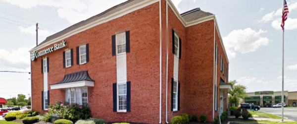 The front of Commerce Trust Bank building in St. Peters