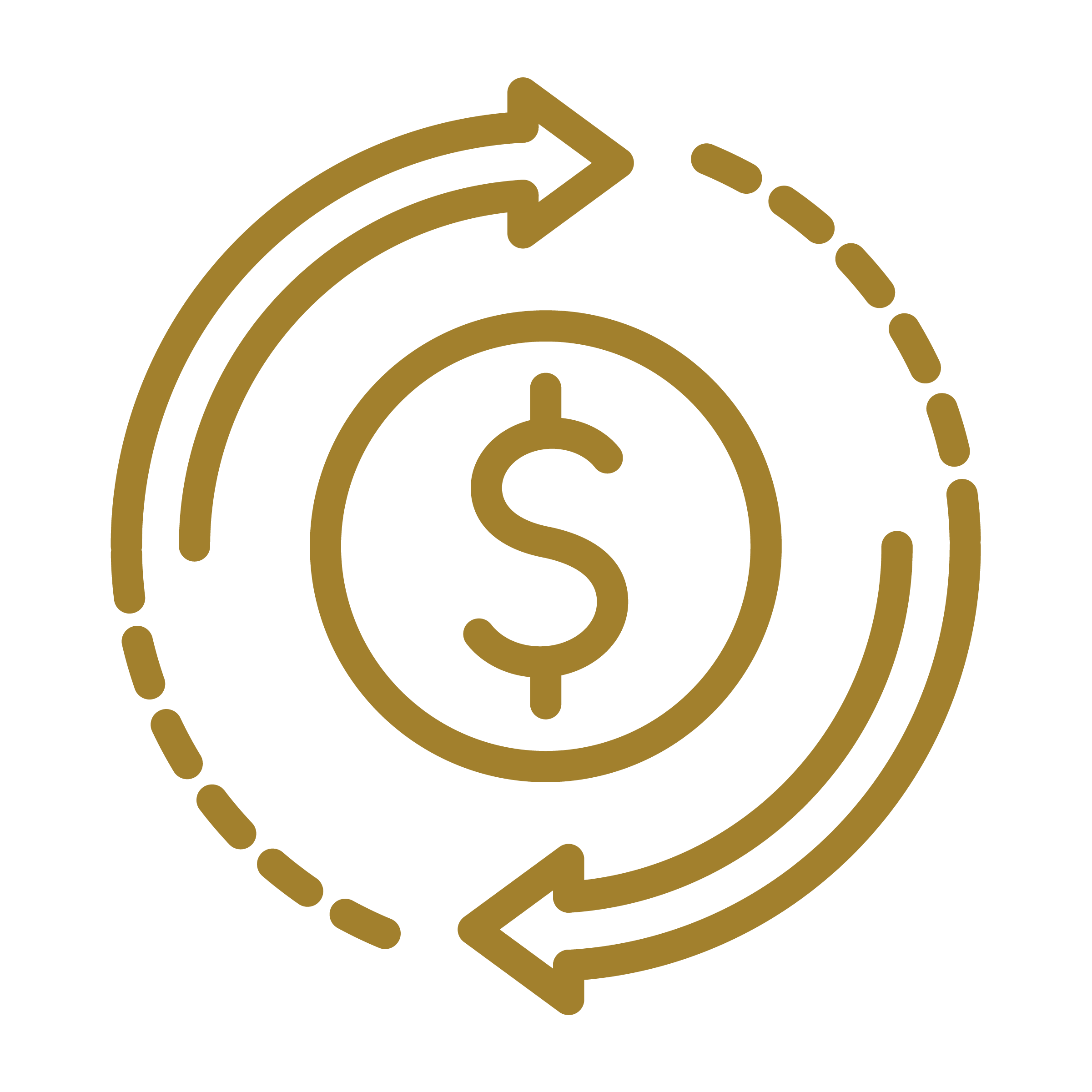 Dollar sign in a circle with two arrows spinning around