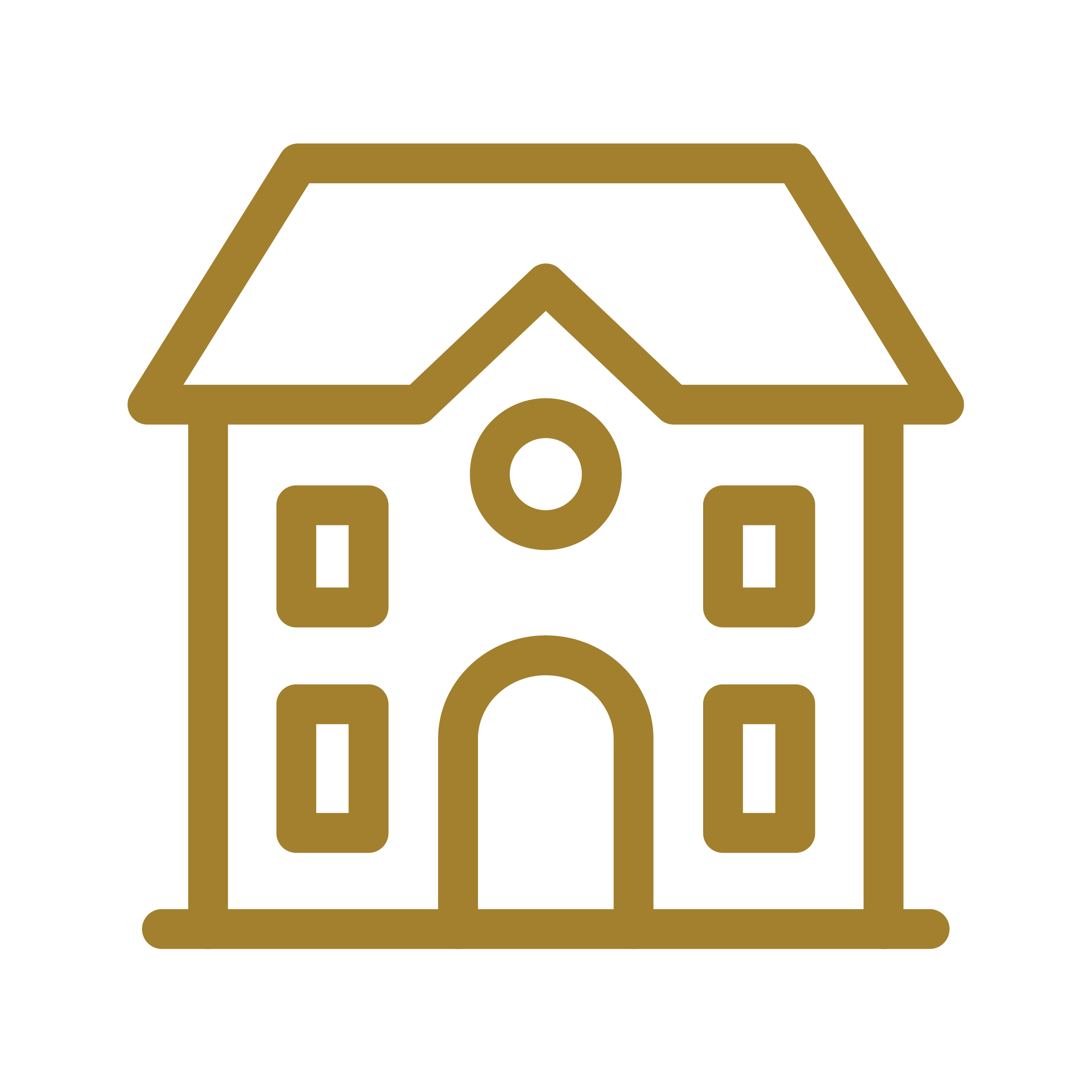 gold icon of a bank